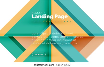 Square shape geometric abstract background, landing page web design template. Vector illustration