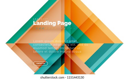 Square shape geometric abstract background, landing page web design template. Vector illustration