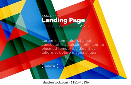 Square shape geometric abstract background, landing page web design template. Vector illustration