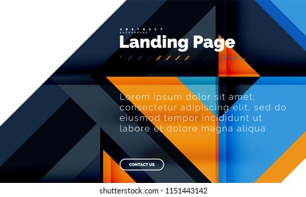 Square shape geometric abstract background, landing page web design template. Vector illustration
