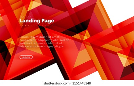Square shape geometric abstract background, landing page web design template. Vector illustration