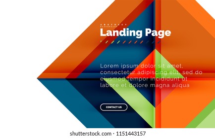 Square shape geometric abstract background, landing page web design template. Vector illustration