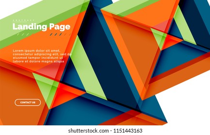 Square shape geometric abstract background, landing page web design template. Vector illustration