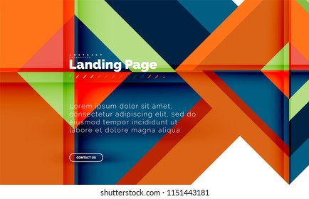 Square shape geometric abstract background, landing page web design template. Vector illustration