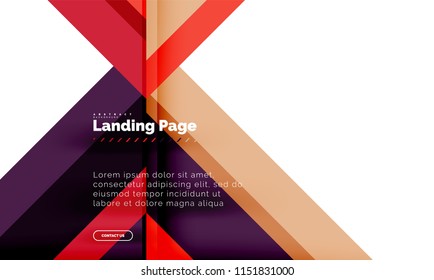 Square shape geometric abstract background, landing page web design template. Vector illustration