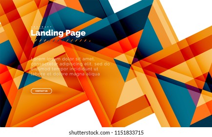 Square shape geometric abstract background, landing page web design template. Vector illustration