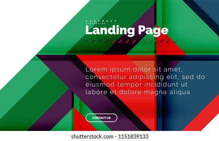 Square shape geometric abstract background, landing page web design template. Vector illustration