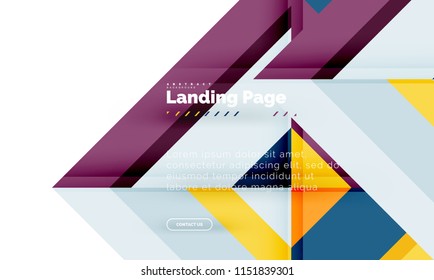 Square shape geometric abstract background, landing page web design template. Vector illustration