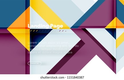 Square shape geometric abstract background, landing page web design template. Vector illustration