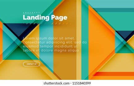 Square shape geometric abstract background, landing page web design template. Vector illustration