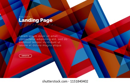 Square shape geometric abstract background, landing page web design template. Vector illustration