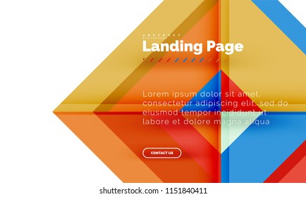 Square shape geometric abstract background, landing page web design template. Vector illustration