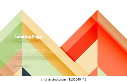 Square shape geometric abstract background, landing page web design template. Vector illustration