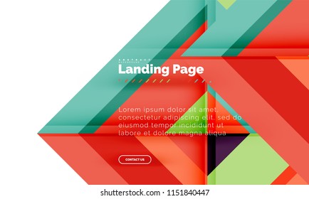 Square shape geometric abstract background, landing page web design template. Vector illustration