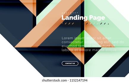 Square shape geometric abstract background, landing page web design template. Vector illustration