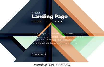 Square shape geometric abstract background, landing page web design template. Vector illustration