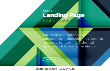 Square shape geometric abstract background, landing page web design template. Vector illustration