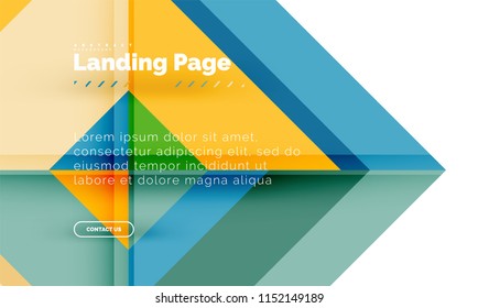 Square shape geometric abstract background, landing page web design template. Vector illustration