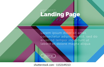 Square shape geometric abstract background, landing page web design template. Vector illustration