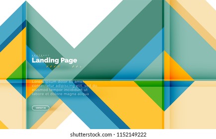 Square shape geometric abstract background, landing page web design template. Vector illustration