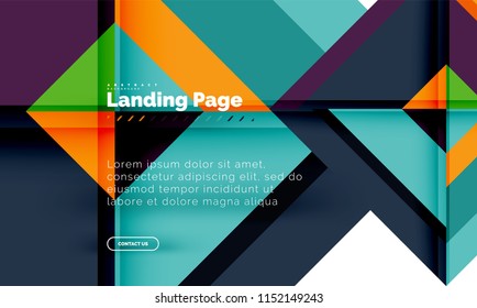 Square shape geometric abstract background, landing page web design template. Vector illustration