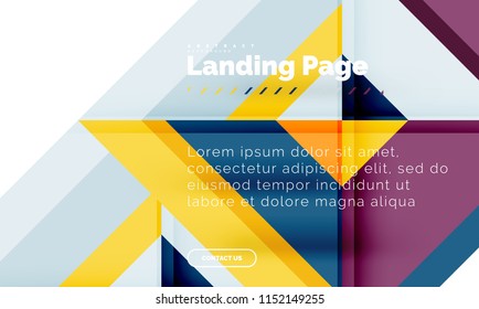 Square shape geometric abstract background, landing page web design template. Vector illustration