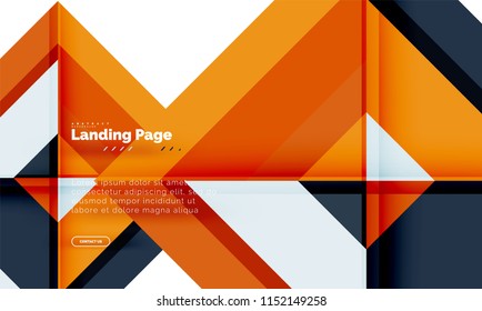 Square shape geometric abstract background, landing page web design template. Vector illustration