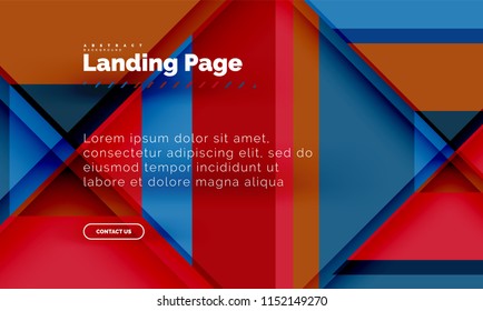 Square shape geometric abstract background, landing page web design template. Vector illustration