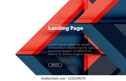 Square shape geometric abstract background, landing page web design template. Vector illustration