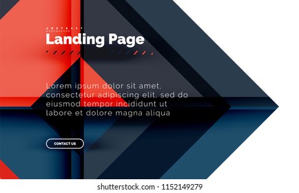 Square shape geometric abstract background, landing page web design template. Vector illustration