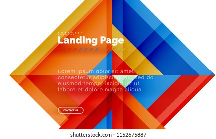 Square shape geometric abstract background, landing page web design template. Vector illustration