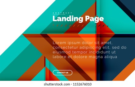 Square shape geometric abstract background, landing page web design template. Vector illustration