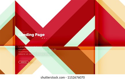 Square shape geometric abstract background, landing page web design template. Vector illustration