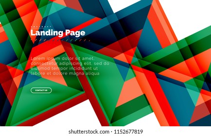Square shape geometric abstract background, landing page web design template. Vector illustration