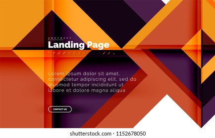 Square shape geometric abstract background, landing page web design template. Vector illustration