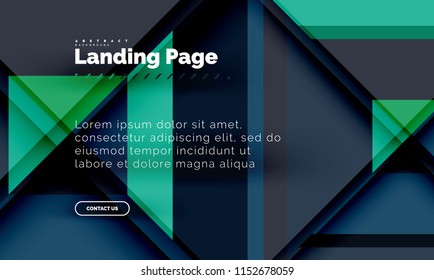 Square shape geometric abstract background, landing page web design template. Vector illustration