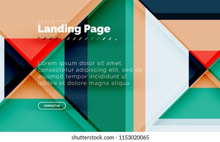 Square shape geometric abstract background, landing page web design template. Vector illustration