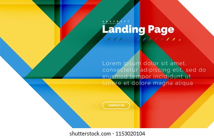 Square shape geometric abstract background, landing page web design template. Vector illustration
