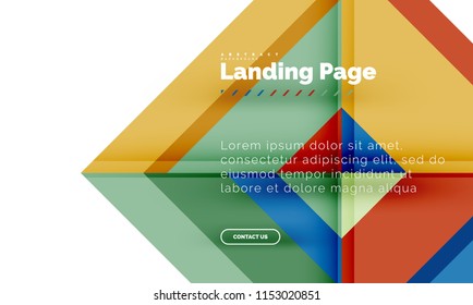 Square shape geometric abstract background, landing page web design template. Vector illustration