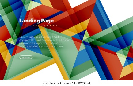 Square shape geometric abstract background, landing page web design template. Vector illustration