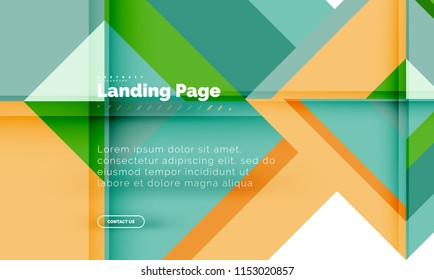 Square shape geometric abstract background, landing page web design template. Vector illustration