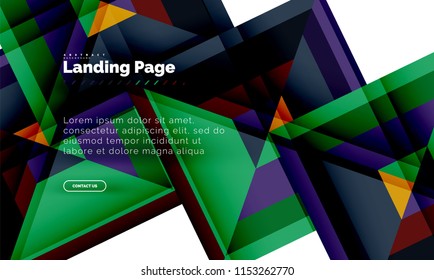 Square shape geometric abstract background, landing page web design template. Vector illustration