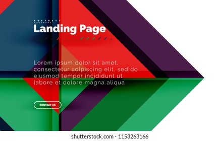 Square shape geometric abstract background, landing page web design template. Vector illustration