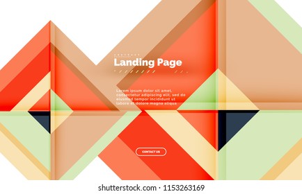 Square shape geometric abstract background, landing page web design template. Vector illustration
