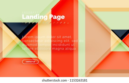 Square shape geometric abstract background, landing page web design template. Vector illustration