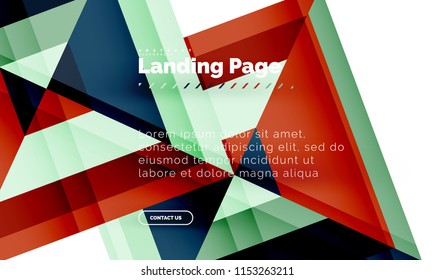 Square shape geometric abstract background, landing page web design template. Vector illustration