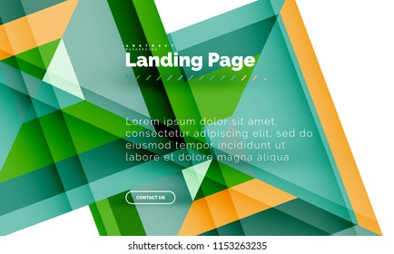 Square shape geometric abstract background, landing page web design template. Vector illustration