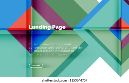 Square shape geometric abstract background, landing page web design template. Vector illustration