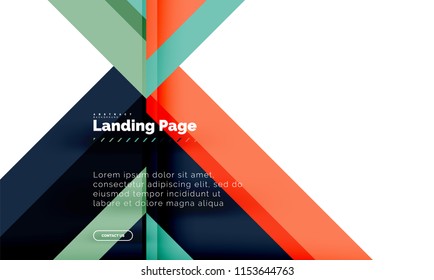 Square shape geometric abstract background, landing page web design template. Vector illustration