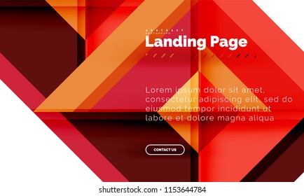 Square shape geometric abstract background, landing page web design template. Vector illustration